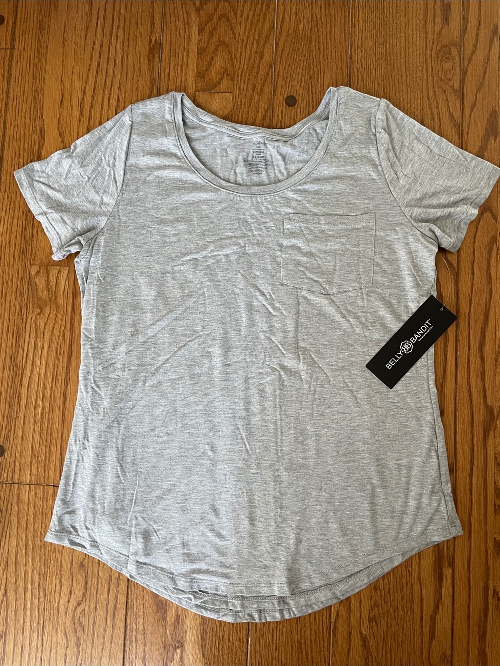Bella Bandit Heather Light Gray Scoop Neck Pocket Tee - Women